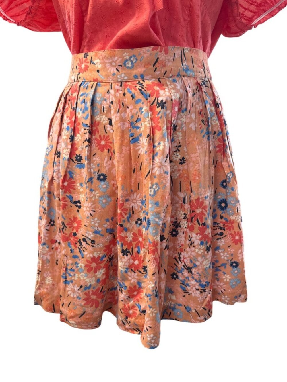 Jessica Simpson Floral Skort~Size XL~Peach Blue Pocketed Mini NWT L17 02